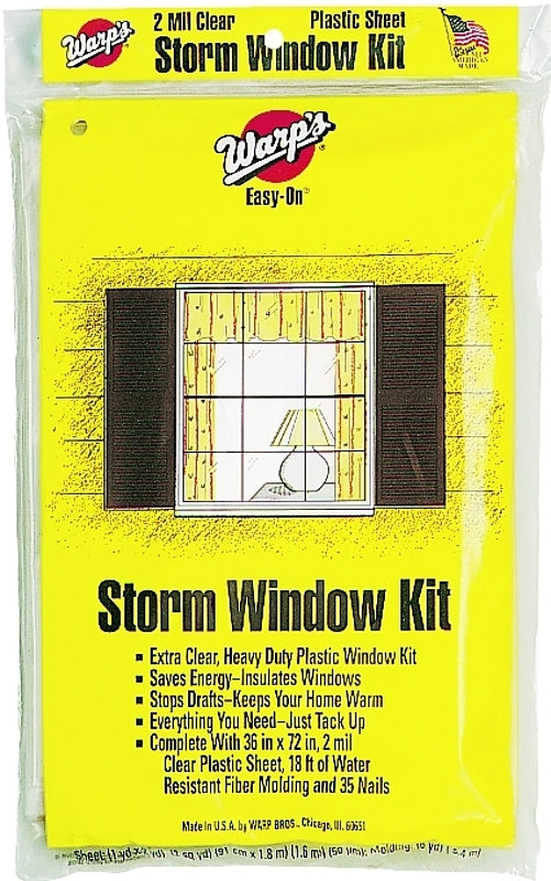 WARP'S Warp's Easy-On Series EZ-36 Storm Window Kit, 36 in W, 2 mil Thick, 72 in L, Clear HARDWARE & FARM SUPPLIES WARP'S