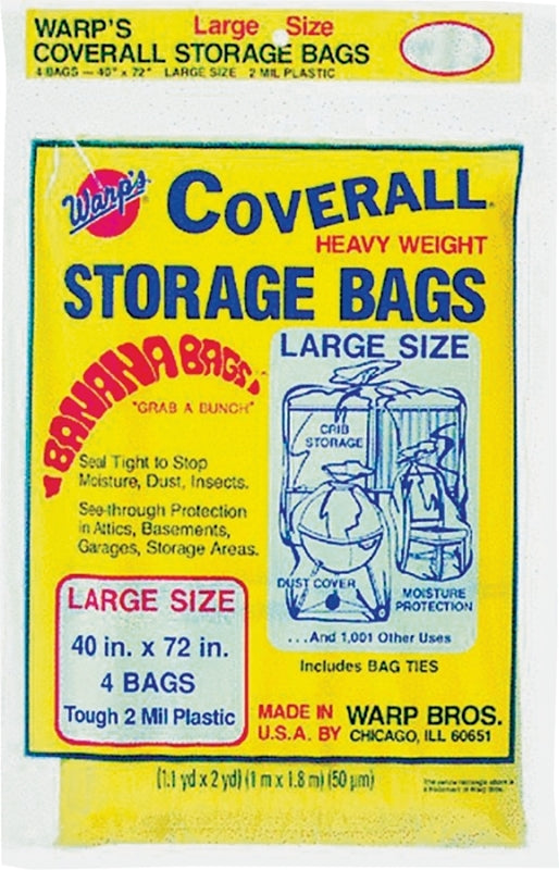 WARP'S Wrap's Banana Bags CB-40 Storage Bag, L, Plastic, Yellow, 40 in L, 72 in W, 2 mil Thick HOUSEWARES WARP'S   