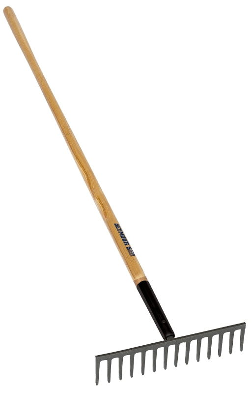 SEYMOUR Seymour 63124 Stone Rake, 4 in L Head, 16 in W Head, 14-Tine, Steel Tine, 66 in L Handle