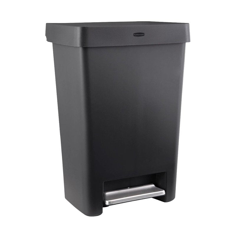 RUBBERMAID Rubbermaid 2201868 Step-On Trash Can, 13 gal Capacity, Plastic, Charcoal, Controlled Lid Closure