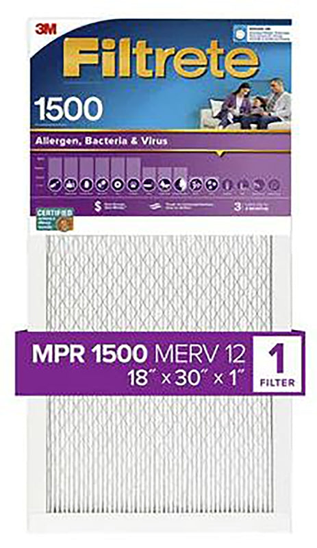 FILTRETE Filtrete 2028DC-4 Air Filter, 18 in L, 30 in W, 12 MERV, 1500 MPR PLUMBING, HEATING & VENTILATION FILTRETE
