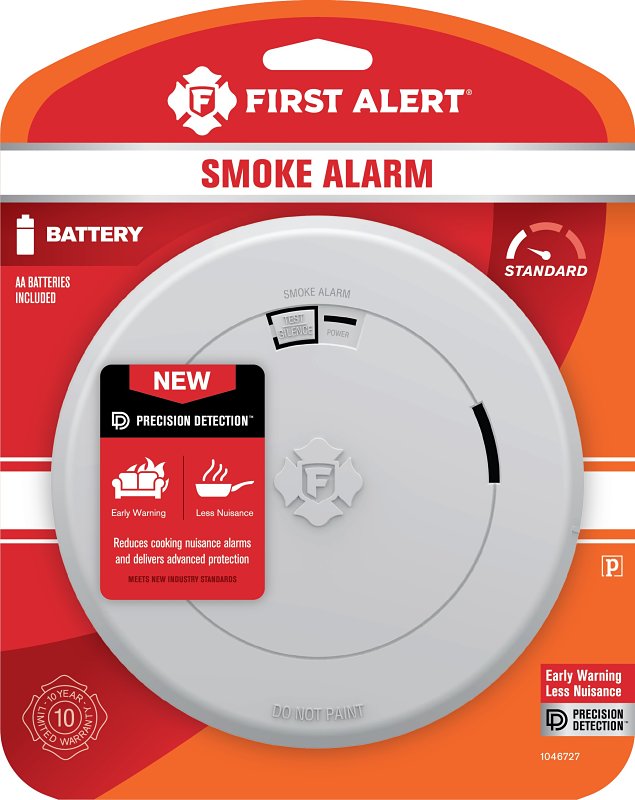 FIRST ALERT First Alert 1046727 Smoke Alarm, Battery operated, Photoelectric Sensor, 85 dBA, White HARDWARE & FARM SUPPLIES FIRST ALERT
