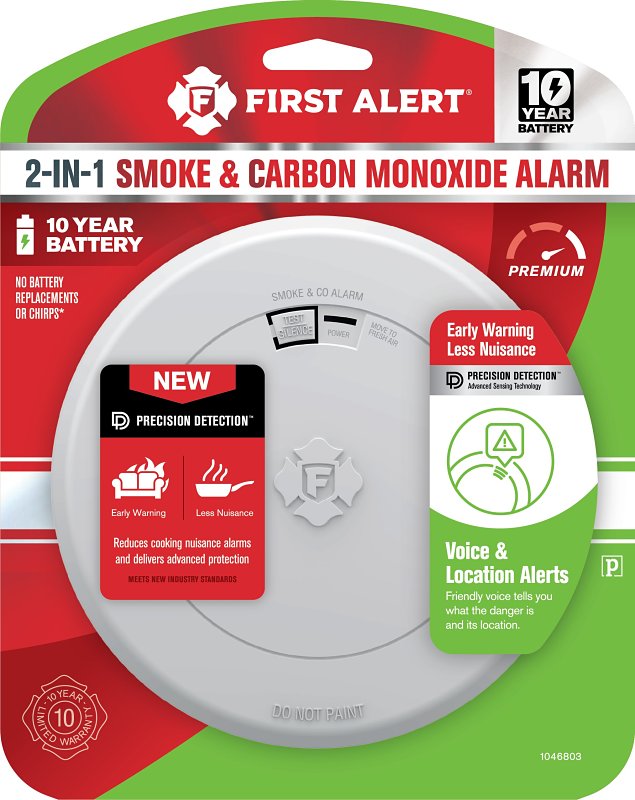 FIRST ALERT First Alert 1046803 Smoke and Carbon Monoxide Alarm with Slim Profile Design, Alarm: Voice, White HARDWARE & FARM SUPPLIES FIRST ALERT