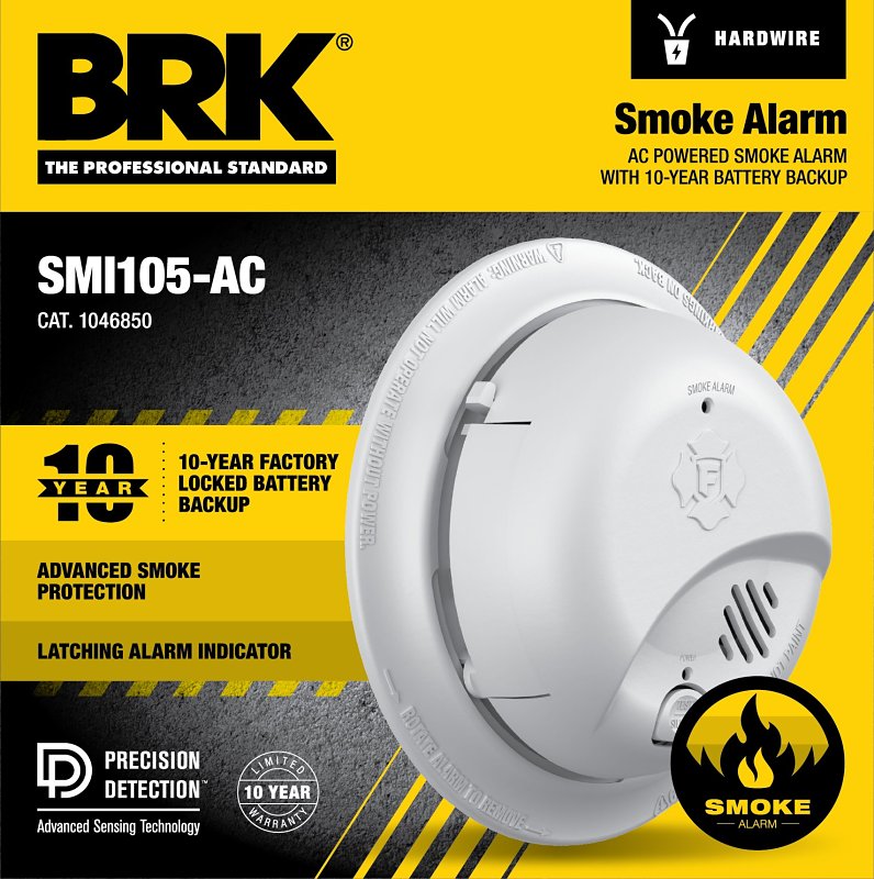 BRK First Alert 1046850 Smoke Alarm, Ionization Sensor, White