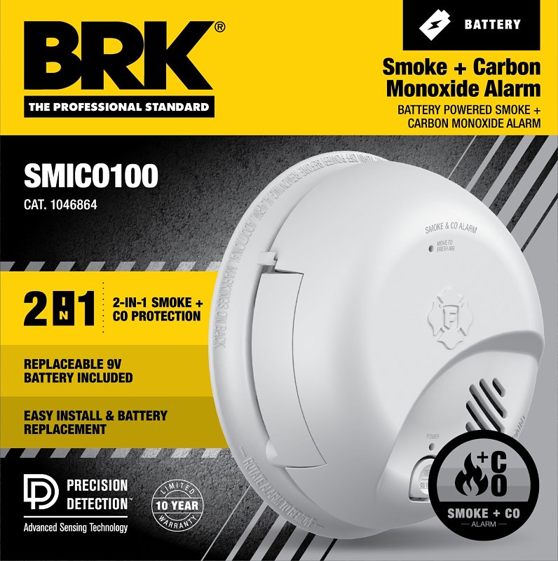 BRK First Alert 1046864 Smoke and Carbon Monoxide Alarm, 85 dBA, Ionization Sensor, White HARDWARE & FARM SUPPLIES BRK