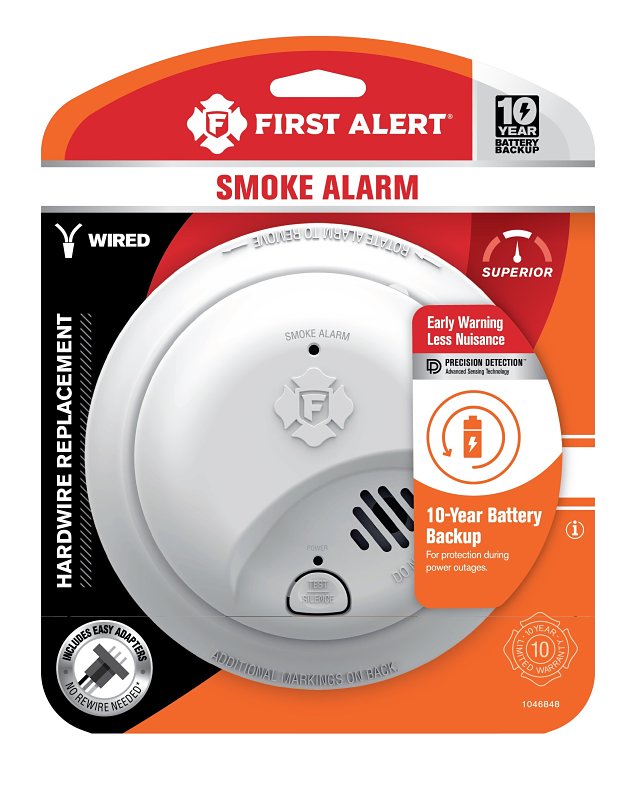 FIRST ALERT First Alert 1046848 Smoke Alarm, Ionization Sensor, 85 dB, Alarm: Audible, Visual, White HARDWARE & FARM SUPPLIES FIRST ALERT