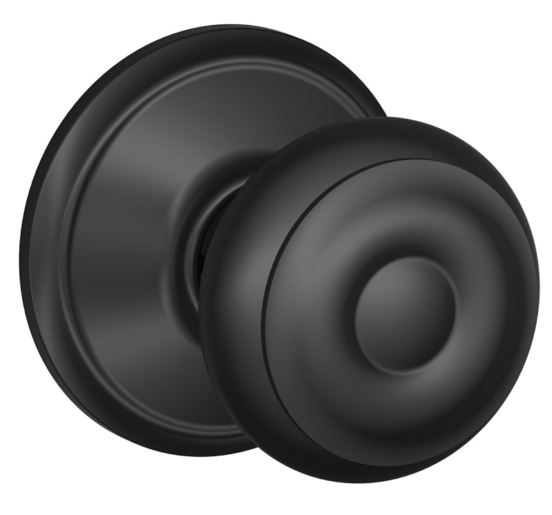 SCHLAGE LOCK Schlage Georgian Series F10 GEO 622 Passage Knob, Metal, Matte Black, 2-3/8, 2-3/4 in Backset, 1.63 x 2.25 in Strike HARDWARE & FARM SUPPLIES SCHLAGE LOCK