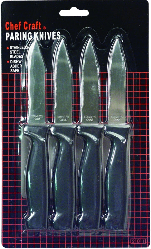 CHEF CRAFT Chef Craft 20980 Paring Knife Set, Stainless Steel Blade, White Handle HOUSEWARES CHEF CRAFT