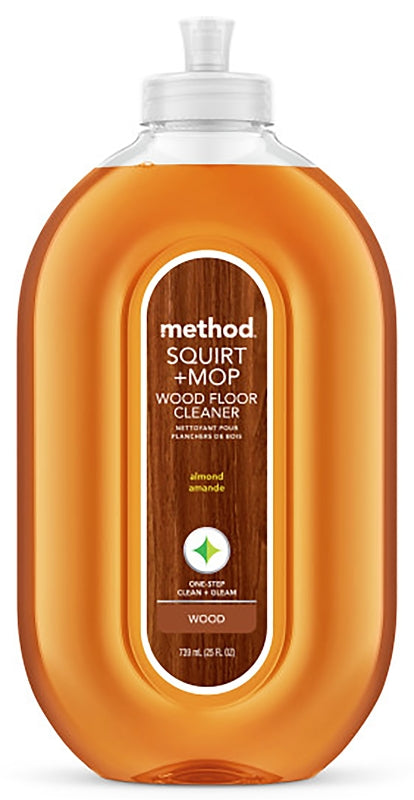 METHOD method Squirt + Mop 562 Wood Floor Cleaner, 25 oz Bottle, Liquid, Almond, Amber