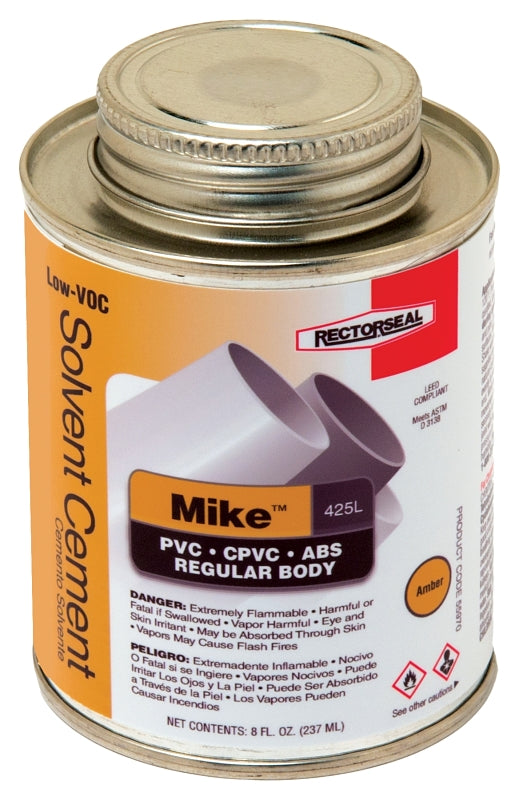 RECTORSEAL Rectorseal Mike 425L 55970 Solvent Cement, 0.5 pt Can, Liquid, Amber PLUMBING, HEATING & VENTILATION RECTORSEAL