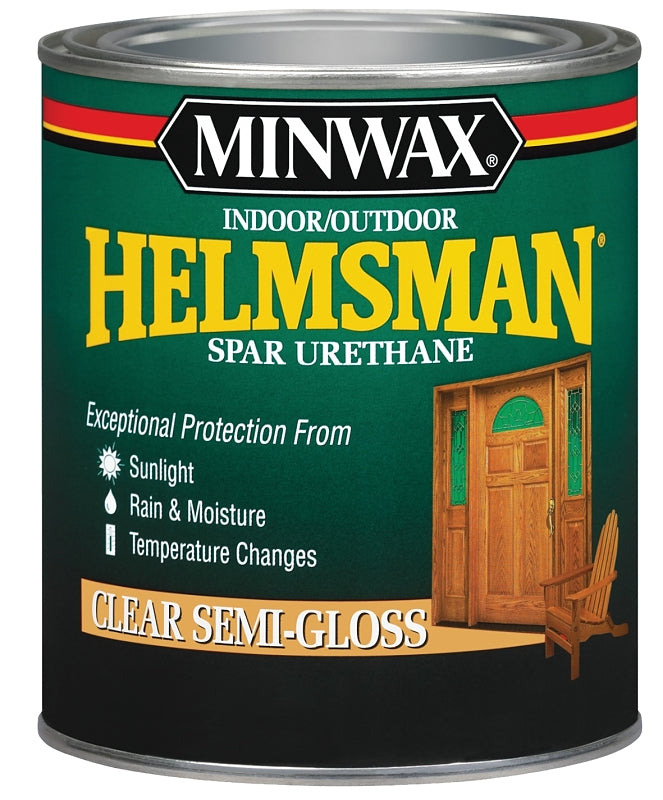 MINWAX Minwax 63210444 Spar Varnish, Semi-Gloss, Clear, Liquid, 1 qt Can