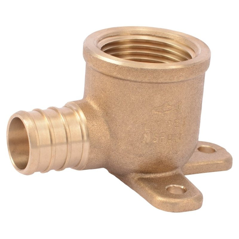 SHARKBITE SharkBite UC340LFA Drop Ear Pipe Elbow, 3/4 in, Barb x FNPT, 90 deg Angle, Brass, 200 psi Pressure