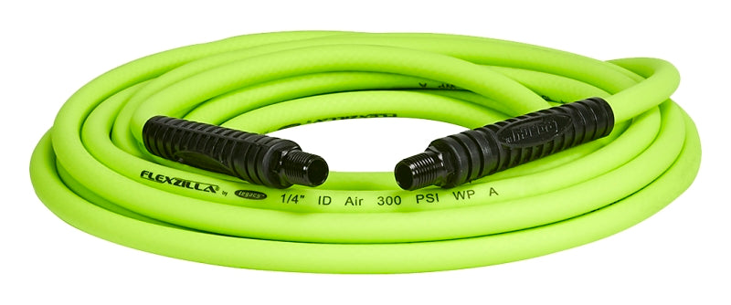 FLEXZILLA Flexzilla HFZ1425YW2 Premium Air Hose, 1/4 in ID, 25 ft L, MNPT, 300 psi Pressure, Polymer, Green