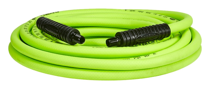 FLEXZILLA Flexzilla HFZ3825YW2 Premium Air Hose, 3/8 in ID, 25 ft L, MNPT, 300 psi Pressure, Polymer, Green