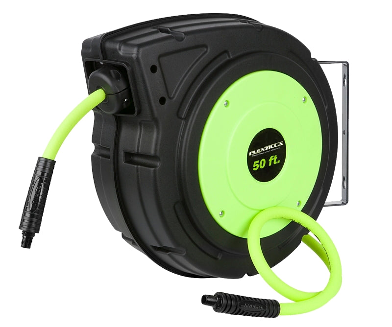 FLEXZILLA Flexzilla L8250FZ Air Hose Reel, 3/8 in ID, 50 ft L, 150 psi Pressure, Polypropylene