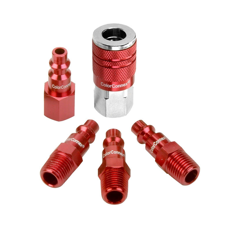 COLORCONNEX ColorConnex A73456D Coupler and Plug Kit, Type-D, 1/4 in, FNPT x MNPT, Aluminum/Steel AUTOMOTIVE COLORCONNEX