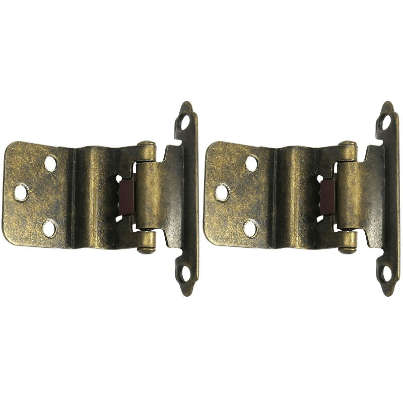 LAUREY DIV STRATEGIC BR Laurey 28605 Cabinet Hinge, 3 in H x 2 in W, Steel, Antique Brass, 3/8 in Inset, Self Close