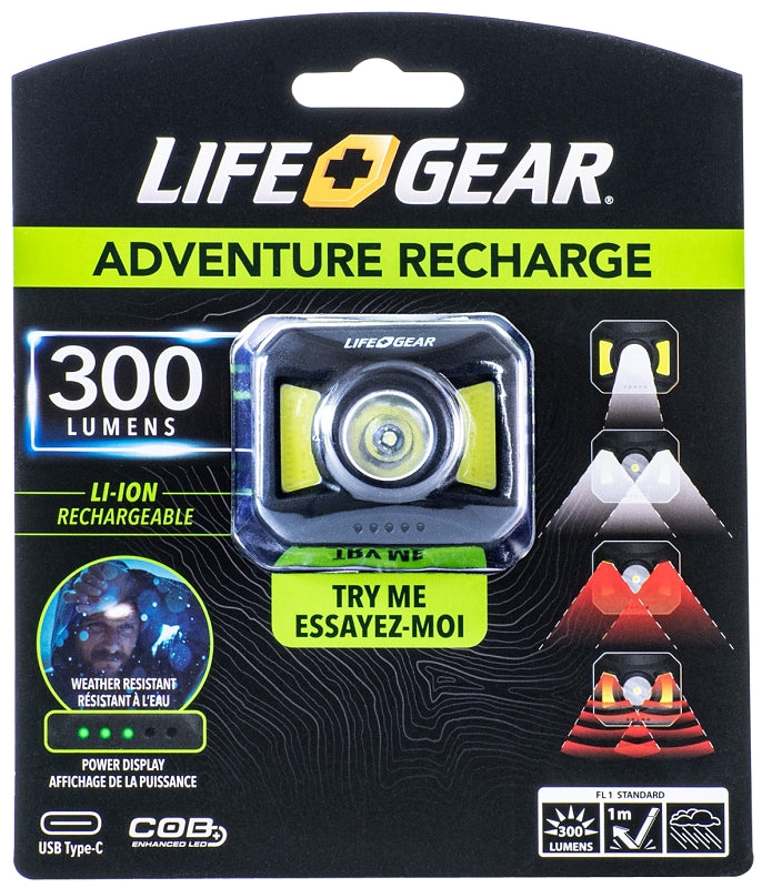 LIFE+GEAR Life+Gear 41-3919 USB Rechargeable Headlamp, 850 mAh, Lithium-Ion, Rechargeable Battery, COB LED Lamp, 300 ELECTRICAL LIFE+GEAR   