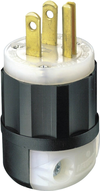 LEVITON Leviton 026-05266-0PB Electrical Plug, 15/64 to 11/16 in, 2-Pole, 15 A, 125 V, NEMA: NEMA 5-15P, Black/White
