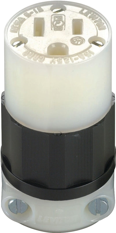 LEVITON Leviton 026-05269-0PB Electrical Connector, 2 -Pole, 15 A, 125 V, NEMA: NEMA 5-15R, Black/White