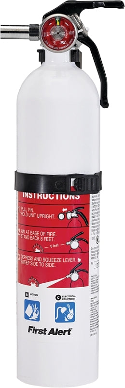 FIRST ALERT First Alert REC5 Rechargeable Fire Extinguisher, 2 lb, Sodium Bicarbonate, 5-B:C Class