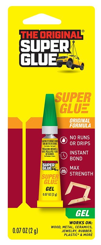 THE ORIGINAL SUPER GLUE Superglue Corp 11710325 Super Glue, Gel, Characteristic, Clear, 2 g, Tube