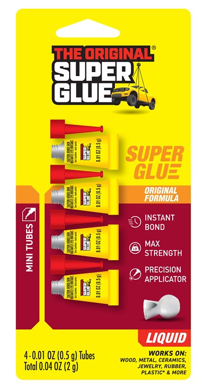 THE ORIGINAL SUPER GLUE The Original Super Glue 11710072 Single-Use Super Glue, Liquid, Characteristic, Clear/Transparent, 0.5 g, Tube