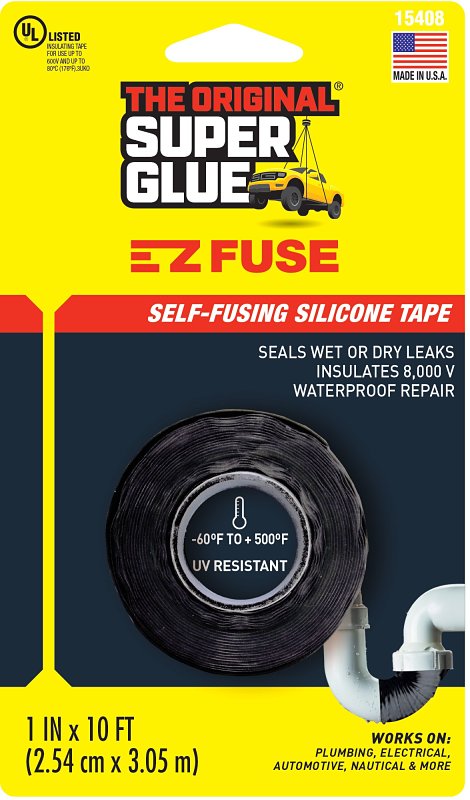 THE ORIGINAL SUPER GLUE The Original Super Glue 11710161 EZ Fuse Tape, 10 ft L, 1 in W, Black PAINT THE ORIGINAL SUPER GLUE