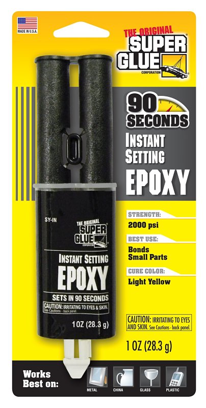 THE ORIGINAL SUPER GLUE The Original Super Glue SY-IN Epoxy Adhesive, Light Yellow, Liquid, 1 oz Syringe, -400 to 600 deg C Temperature