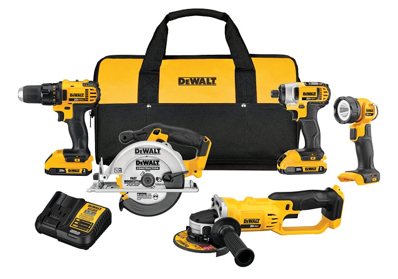 DEWALT DEWALT DCK521D2 Combination Tool Kit, Battery Included, 2 Ah, Lithium-Ion, 5-Tools TOOLS DEWALT