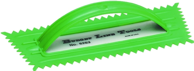 QLT BY MARSHALLTOWN QLT 6263 Trowel, 3/8 in W x 5/16 in D Notch, 9-1/2 in L, 4-1/4 in W, V Notch, Comfort-Grip Handle