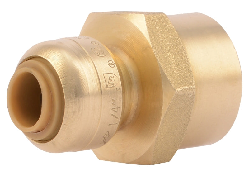 SHARKBITE SharkBite U066LFA Pipe Connector, 1/4 x 1/2 in, FNPT, Brass, 200 psi Pressure PLUMBING, HEATING & VENTILATION SHARKBITE