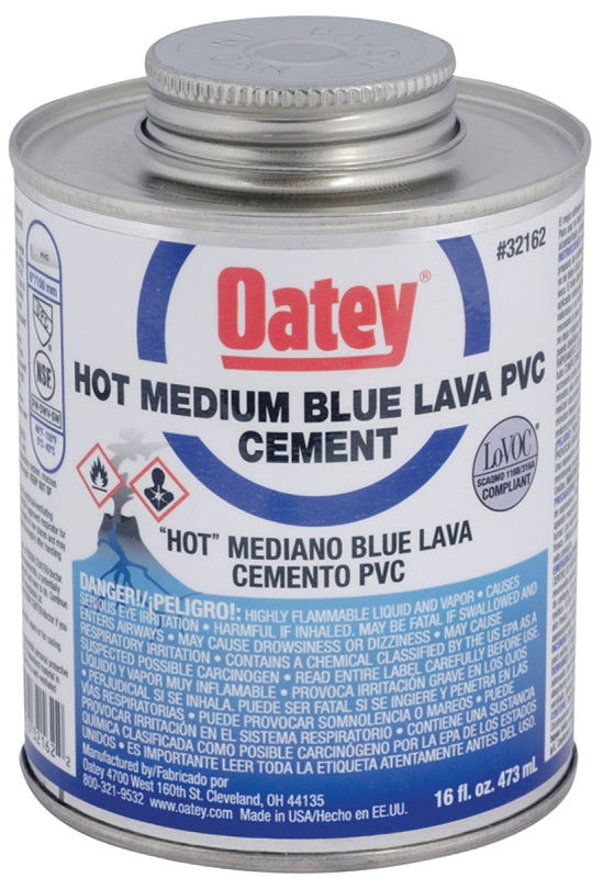 OATEY Oatey 32162 Solvent Cement, 16 oz, Can, Liquid, Blue PLUMBING, HEATING & VENTILATION OATEY