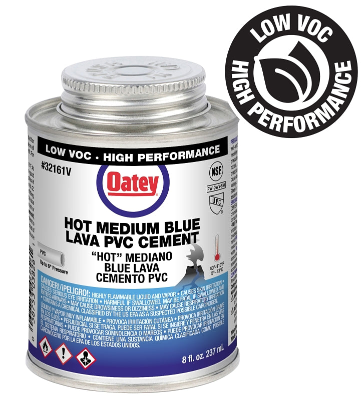 OATEY Oatey 32161LV Medium-Bodied Fast Set Cement, 8 oz Can, Liquid, Blue