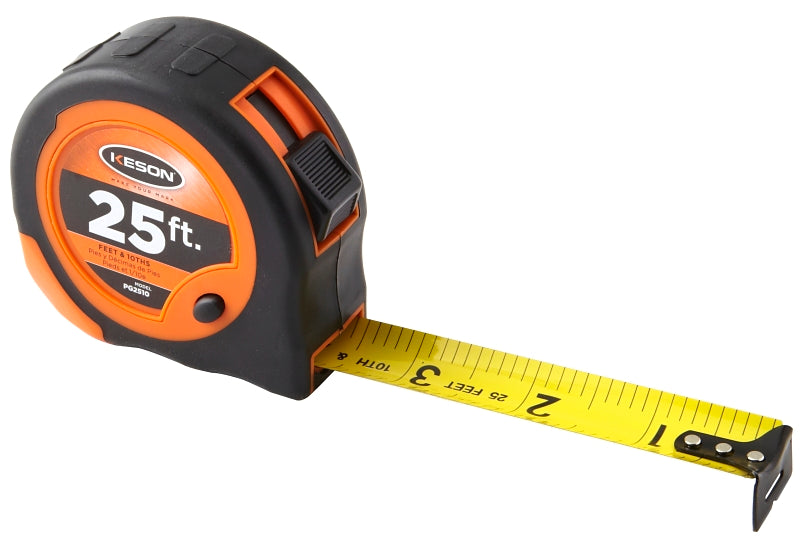 KESON LLC Keson Economy Series PG2510 Tape Measure, 25 ft L Blade, 1 in W Blade, Steel Blade, ABS Case ELECTRICAL KESON LLC