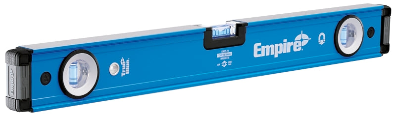EMPIRE Empire True Blue Series EM75.24 Magnetic Box Level, 24 in L, 3-Vial, 1-Hang Hole, Magnetic, Aluminum, Blue TOOLS EMPIRE