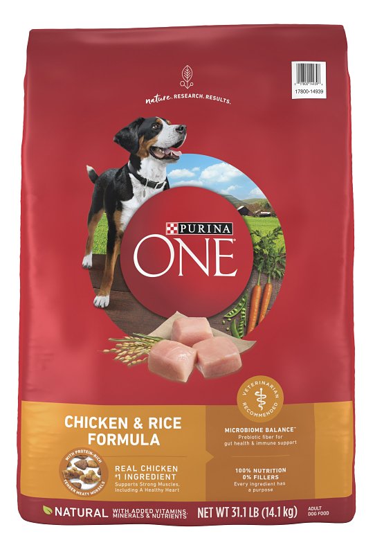 PURINA ONE Purina SmartBlend 149396 Dog Food, Dry, Chicken, Rice Flavor, 31.1 lb