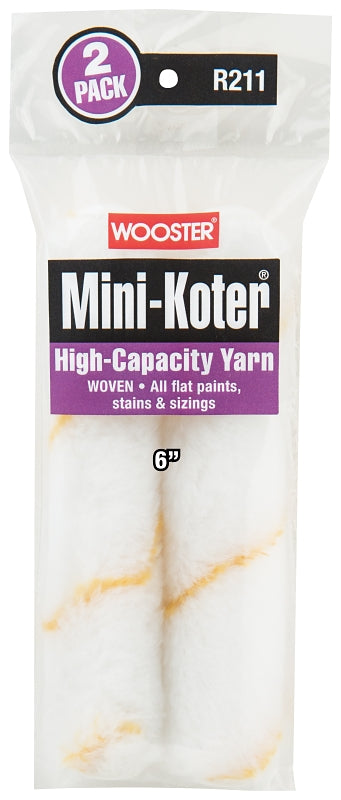 WOOSTER BRUSH Wooster R211-6 High-Capacity Yarn Mini Roller Cover, 6 in L, Fabric Cover, 2/PK