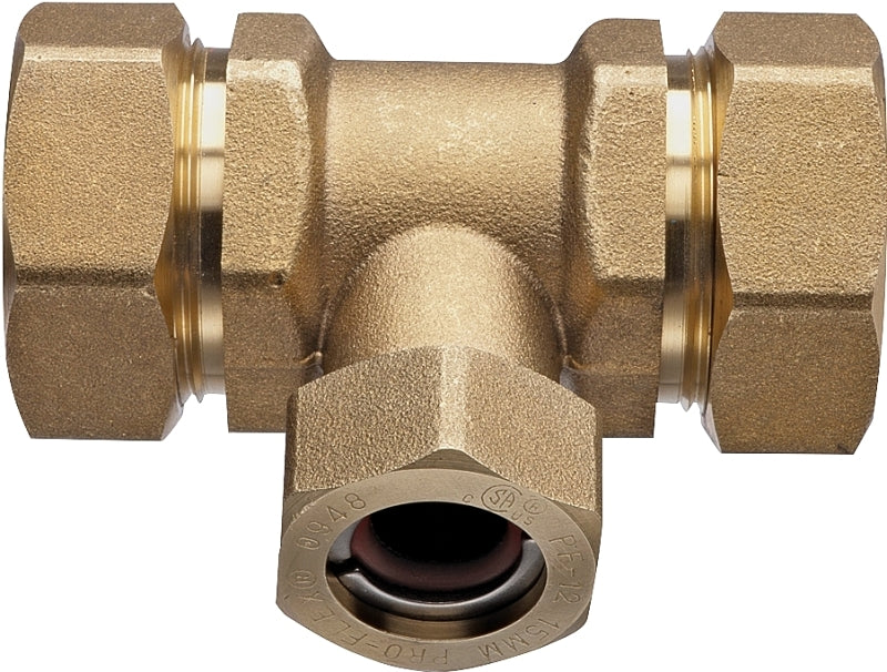 PRO-FLEX Pro-Flex PFTE-CCB6 Tube Tee, 3/4 x 1/2 in, Brass PLUMBING, HEATING & VENTILATION PRO-FLEX