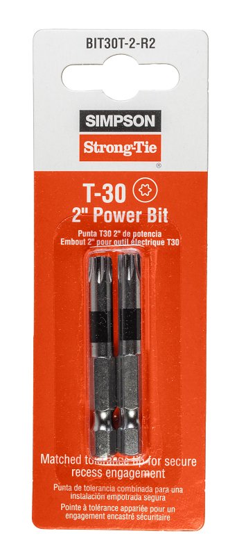 SIMPSON STRONG-TIE Simpson Strong-Tie BIT30T-2-R2 Driver Bit, T30 Drive, 6-Lobe Drive, 1/4 in Shank, Hex Shank, 2 in L, Steel HARDWARE & FARM SUPPLIES SIMPSON STRONG-TIE