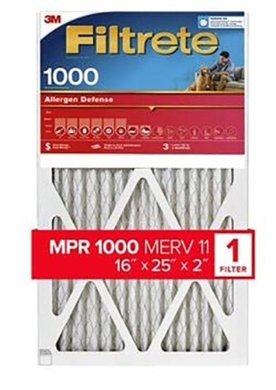 FILTRETE Filtrete Allergen Defense Series NADP01-2IN-4 Air Filter, 25 in L, 16 in W, 11 MERV, 1000 um MPR, Polypropylene Frame
