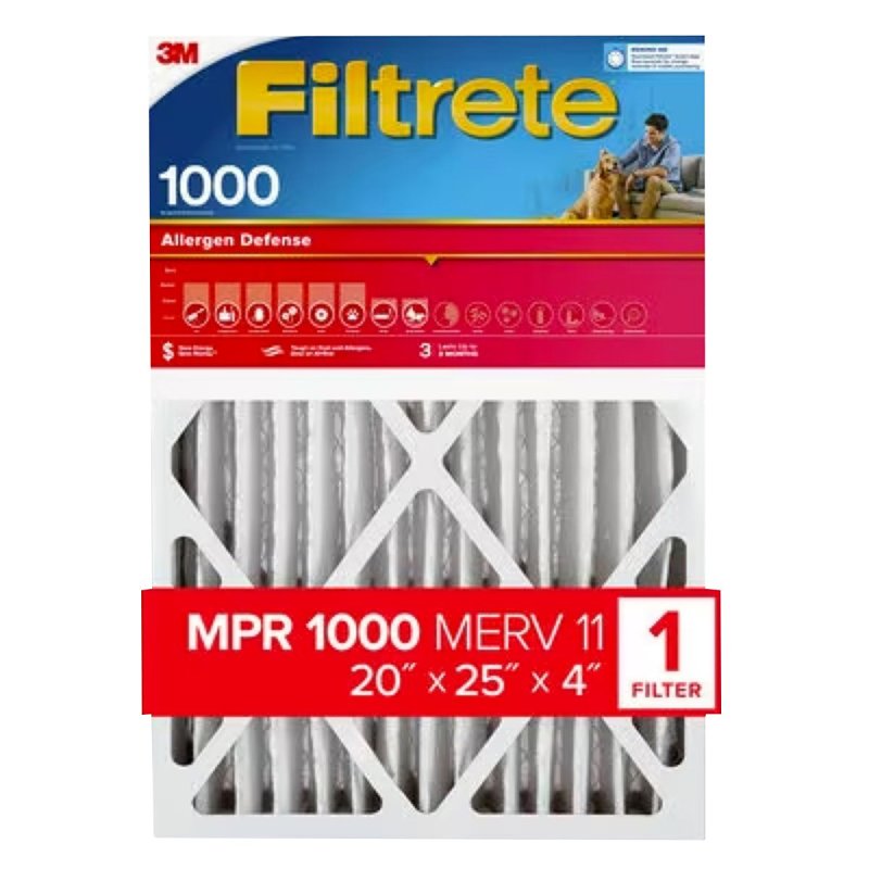 FILTRETE Filtrete NADP03-4IN-4 Air Filter, Slim Fit, 4 in Thick, 25 in L, 20 in W, 11 MERV, 1000 MPR, 4/PK