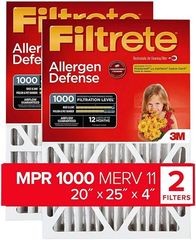 FILTRETE Filtrete NADP03-2PK-2 Air Filter, 25 in L, 20 in W, 11 MERV, 1000 MPR, Cardboard Frame PLUMBING, HEATING & VENTILATION FILTRETE
