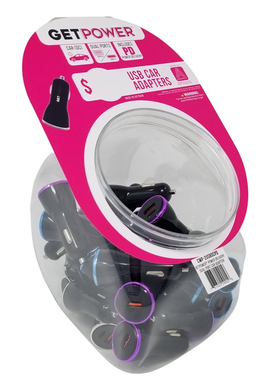 GET POWER DC CAR ADAPTER USB C&USB A 18W