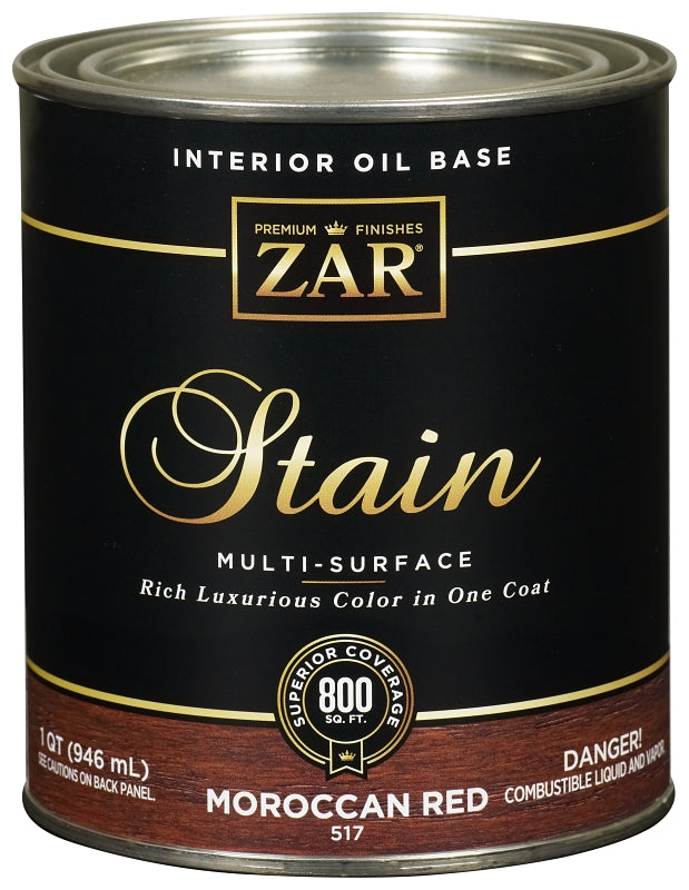 ZAR ZAR 51712 Wood Stain, Moroccan Red, Liquid, 1 qt PAINT ZAR