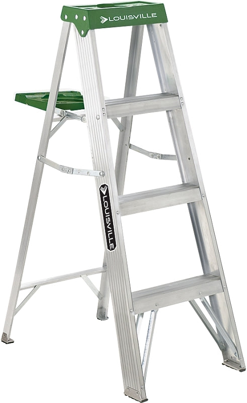 LOUISVILLE LADDER Louisville AS4004 Step Ladder, 4 ft H, Type II Duty Rating, Aluminum, 225 lb