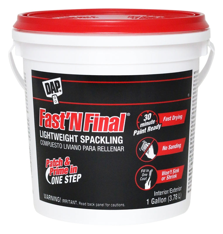 DAP DAP 12143 Lightweight Spackling, Latex, Oil Base, White, 1 gal Tub PAINT DAP