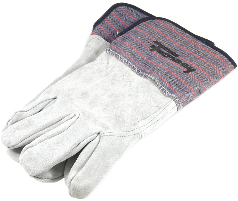 FORNEY ForneyHide 55199 Welding Gloves, Men's, L, 12-1/4 in L, Gauntlet Cuff, Leather Palm, Blue/Gray, Wing Thumb, Leather Back