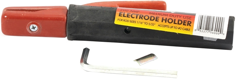 FORNEY Forney 56000 Medium-Duty Electrode Holder, 5/32 in Max Electrode Size, #2 Cable Connection, 200 A, Insulated, Brass TOOLS FORNEY