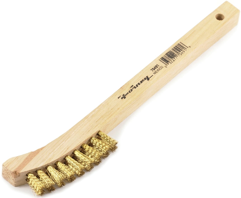 FORNEY Forney 70491 Scratch Brush, 1-1/2 in W Brush, Brass Bristle, 0.006 in L Trim, Wood Handle, Curved Handle PAINT FORNEY